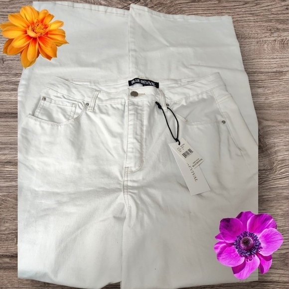 Blue Revival Pants - NWT Blue Revival Wide Leg White Denim Pants, 30